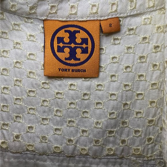 Tory Burch Cream Durell Sleeveless Eyelet Top - Picture 4 of 8